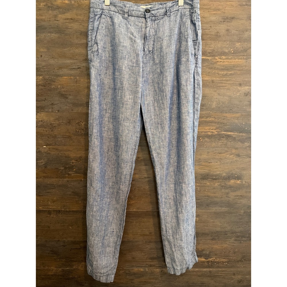 Porter & Ash Light Blue Linen Blend Straight Leg Pants Size 29